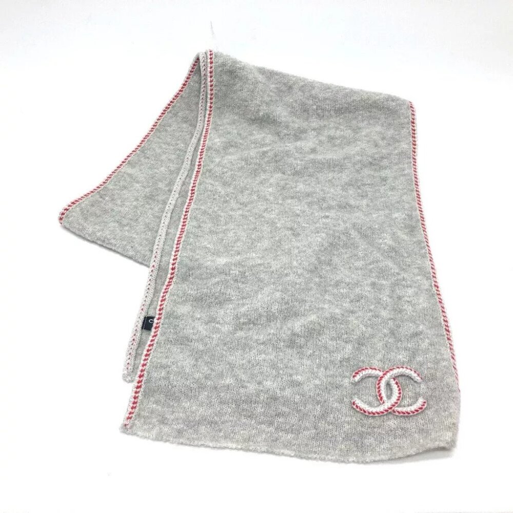 CHANEL 2024 model CC Mark apparel Scarf Cashmere gray Unused
